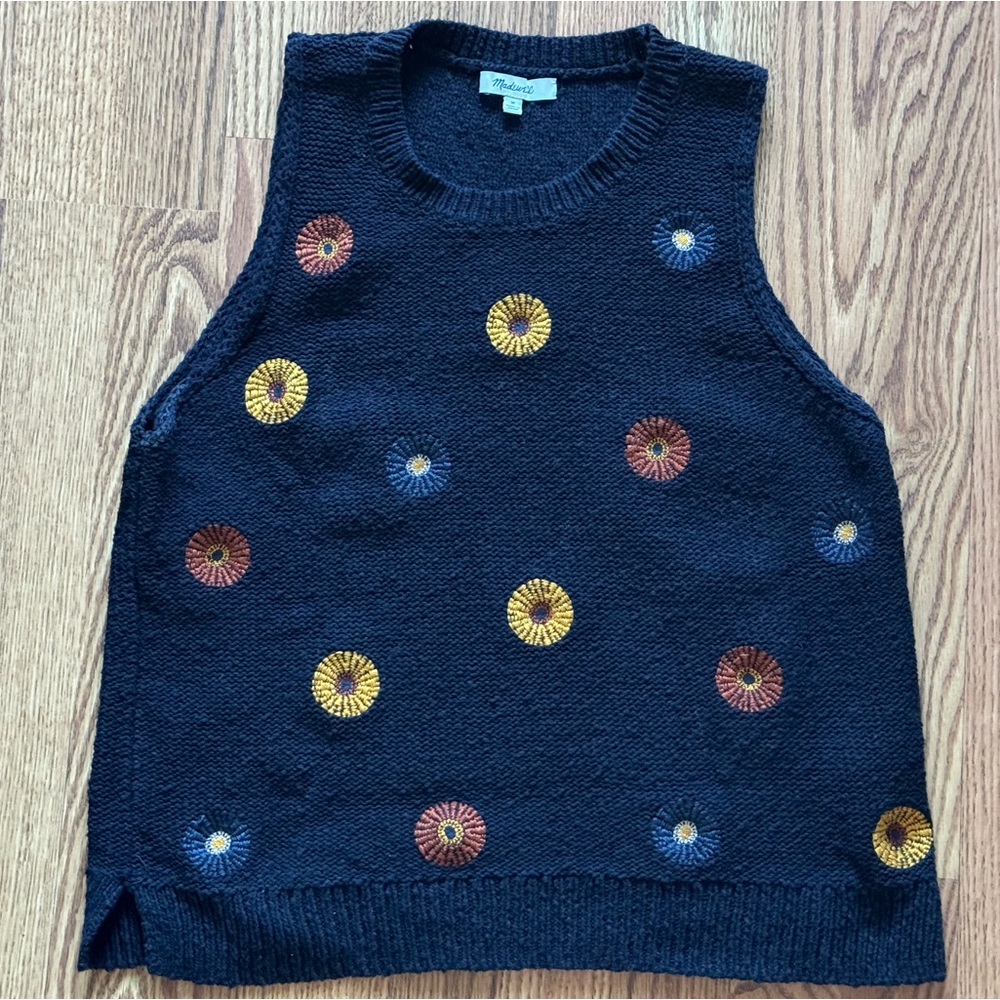 Madewell Polka Sweater Vest - Navy